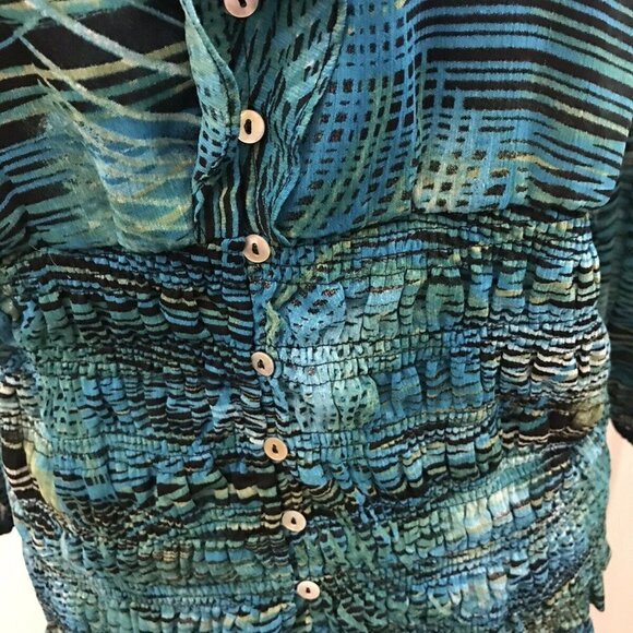 CATO GREEN SHADES SILKY SHEER LINED ELASTIC RUFFLED TOP SIZE XL    B2 - Picture 5 of 9